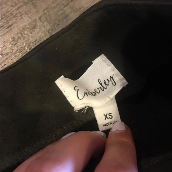 Olive Green Suede Pencil Skirt - Picture 4 of 4